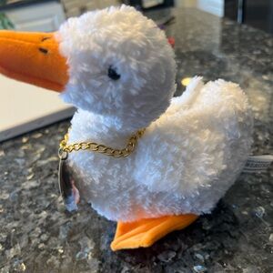 David Copperfield Plush White Duck with Gold Chain
